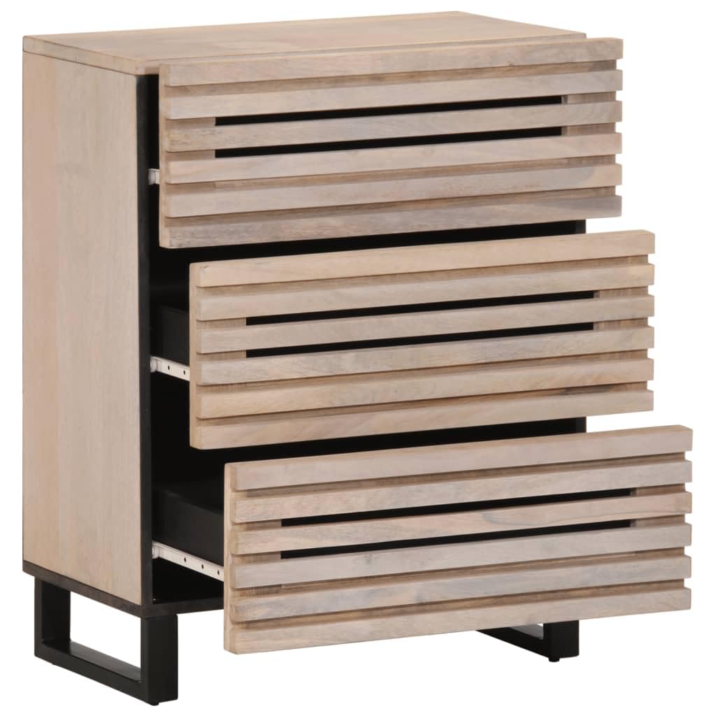 Credenza Bianco 60x34x75 cm Legno Massiccio Di Mango