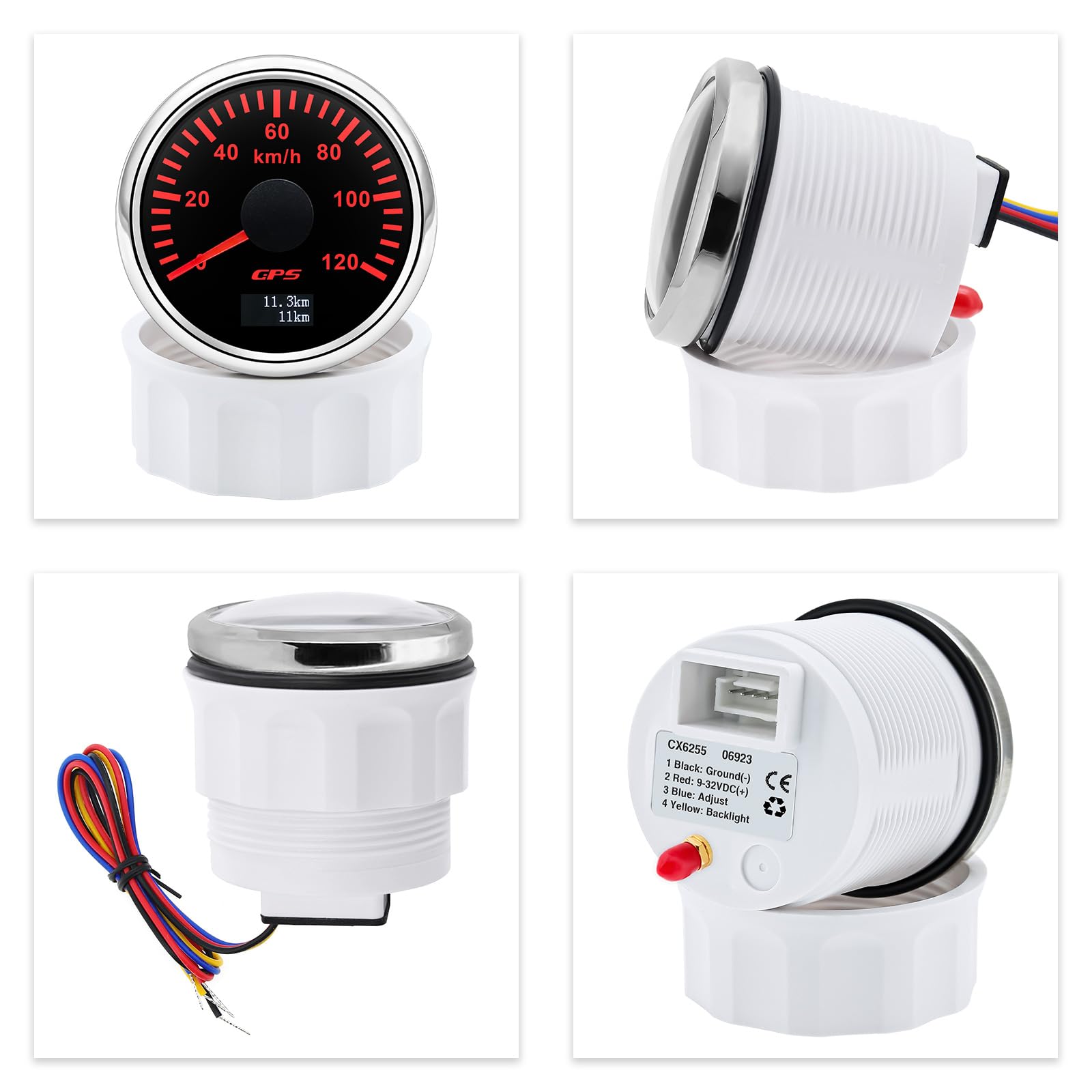 Compteur de vitesse GPS 52mm pour bateau, tachymètre, odomètre 0-120 km/h, étanche IP67, tachymètre 7 couleurs, instrument de mesure pour voiture bateau yacht 12V/24V