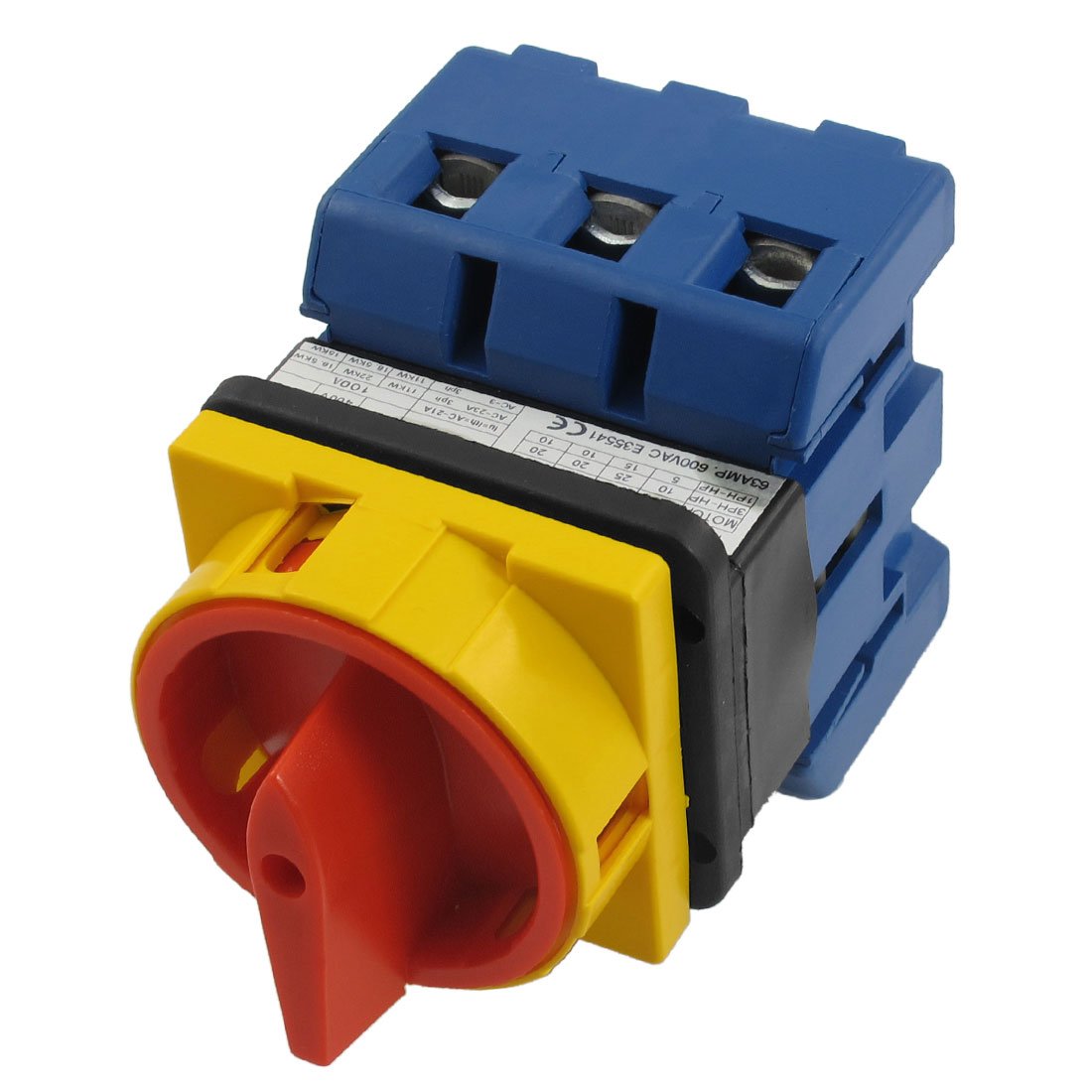 MBELLO Interruptor de Transferencia automática, AC 600V 63A 6 terminales 2 Posiciones Interruptor de Cambio de Leva Giratorio de Encendido y Apagado