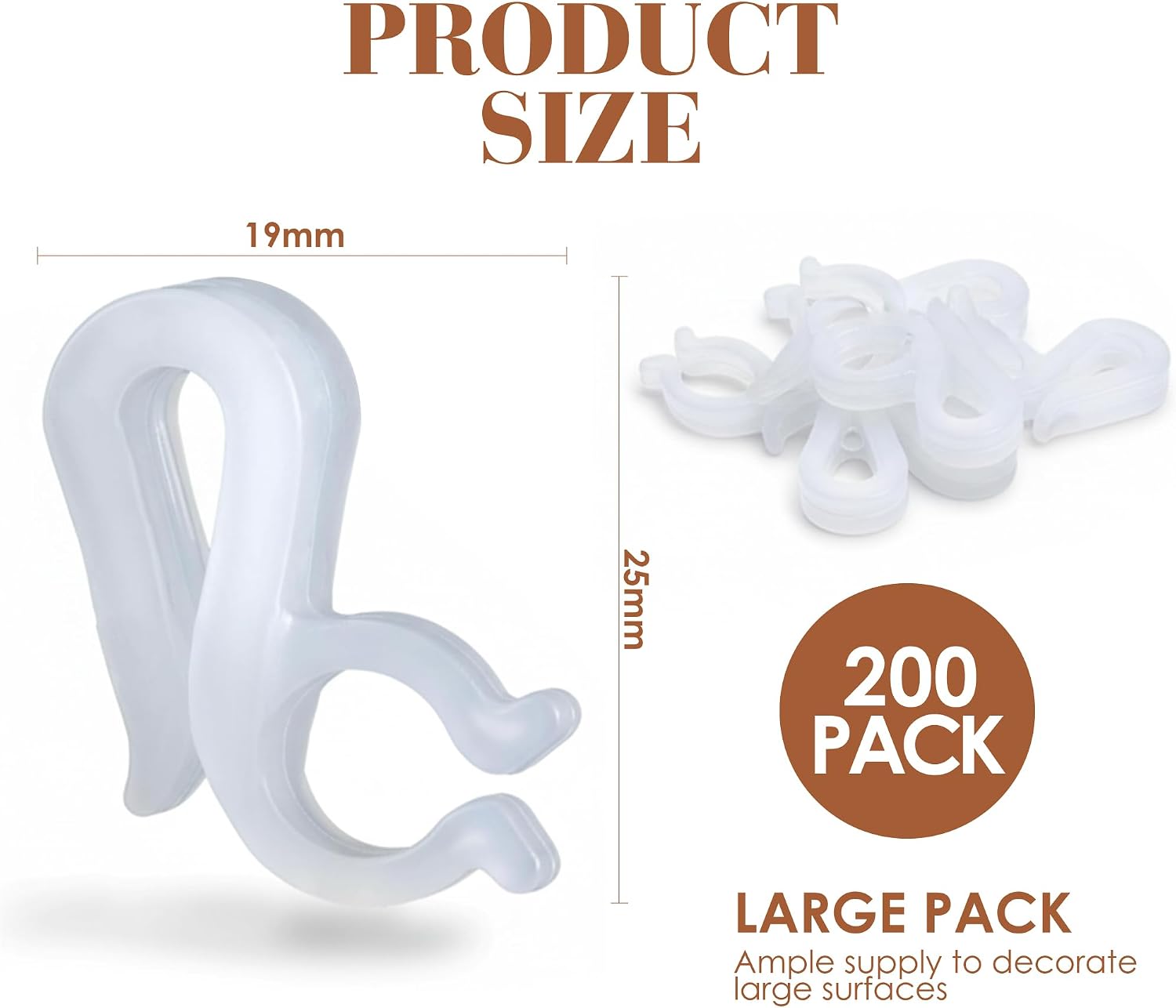 Holiday Joy Mighty Clip Hooks for Outdoor String Lights, 200 Pack