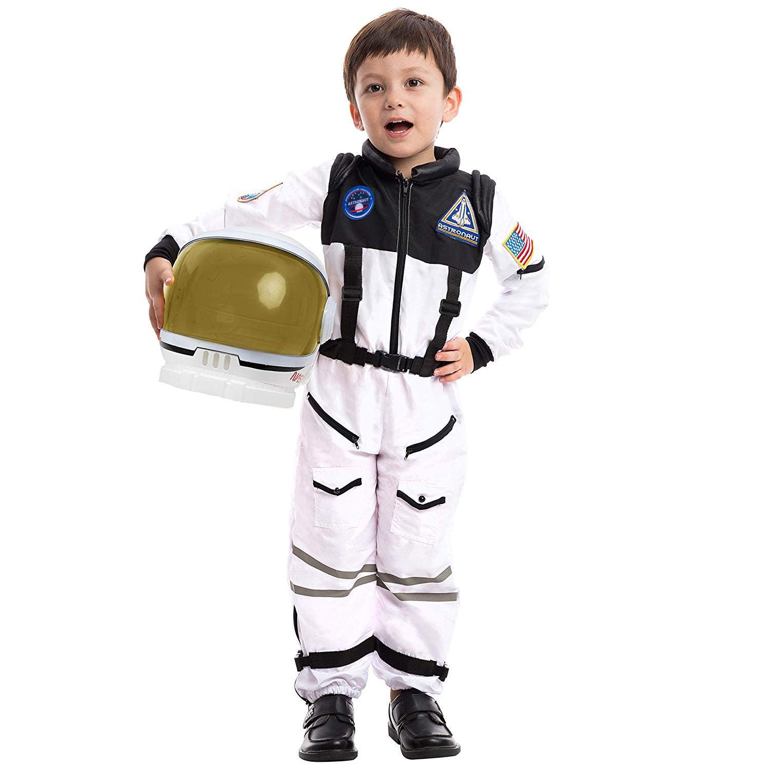 Spooktacular Creations Niebieski kostium astronauty z hełmem dla dzieci, kombinezon kosmiczny, kostium astronauty NASA dla chłopców i dziewczynek, do odgrywania ról i jako przebranie