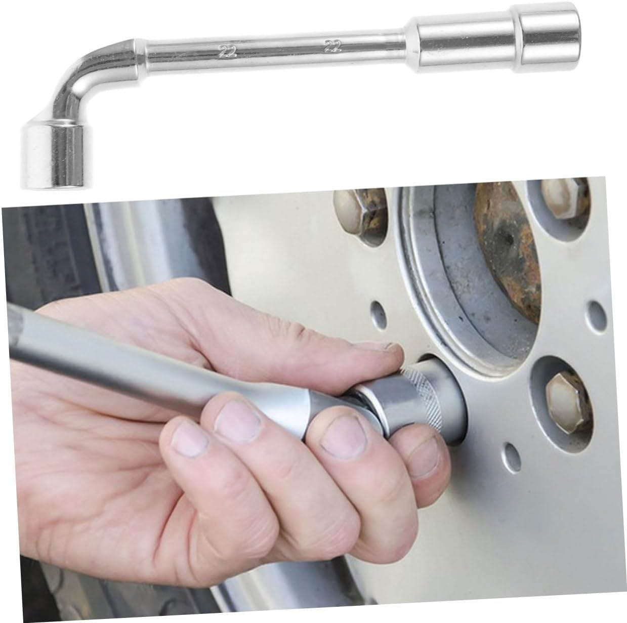 21mm L-shaped Socket Wrench Tire Installer Tool Automotive Lug Wrench Tire Repair Tool for Car and Motorcycle Maintenance