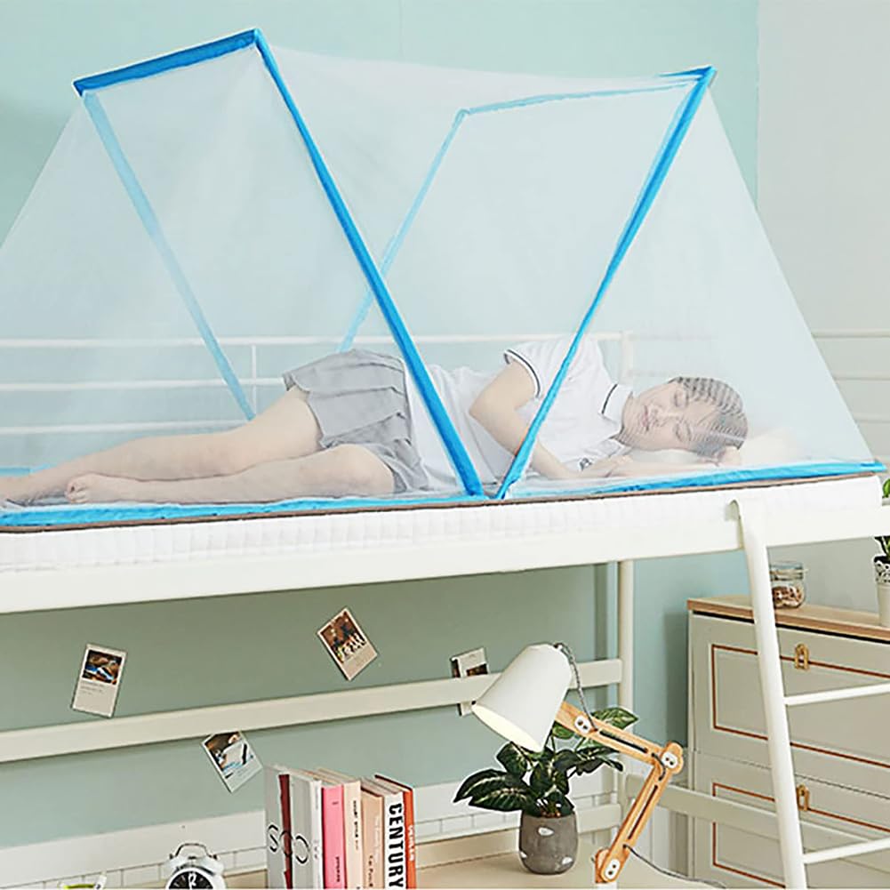 Moustiquaire Pliable Lit 2 Places, Portable de Voyage Moustiquaire, Camping Mosquito Rideau, Installation Facile, Maille Fine, pour Chambre à Coucher, Camping, 190 x 160 x 80 cm