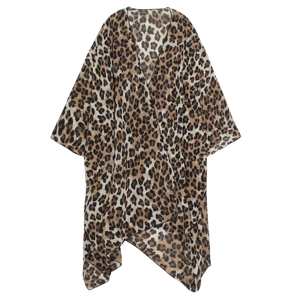 Women's Kimono Cardigan Long Chiffon Floral Swimsuit Cover up Bohemian Beachwear Bikini Shawl Tops