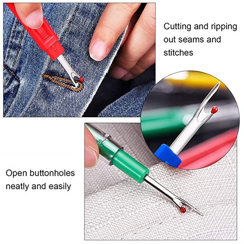 MIUSIE 9pcs Thread Cutter Seam Ripper Stitch Sewing Accessories Kits Plastic Thread Yarn Cutter Seam Rippers Handle Craft Tools