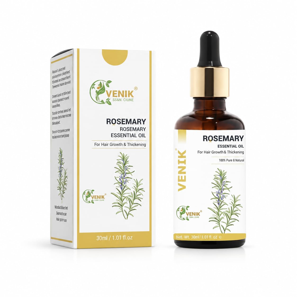 VENIK Rosemary Essential Hair Oil for Hair Growth & Hair Fall Control | 100% Pure Cold-Pressed Blend with Coconut, Castor & Rice Bran Oils | Non-Sticky, Lightweight Formula | For Men & Women | Suitable for All Hair Types | 30ml-image-11