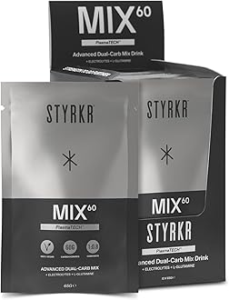Energy Powder Sachets by Styrkr - Pack of 12 Energy Powder Mix for Cycling & Running - Approved by Endurance Atheletes - 60g of Carbs via Advanced Dual-Carb Formulation - MIX60 12x Pack