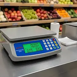 DT-580 Balança Digital Comercial, Capacidade 30kg, Display LCD, Portátil, Alimentação por Pilha, Precisão 1g, Superfície 18x21cm, Cinza