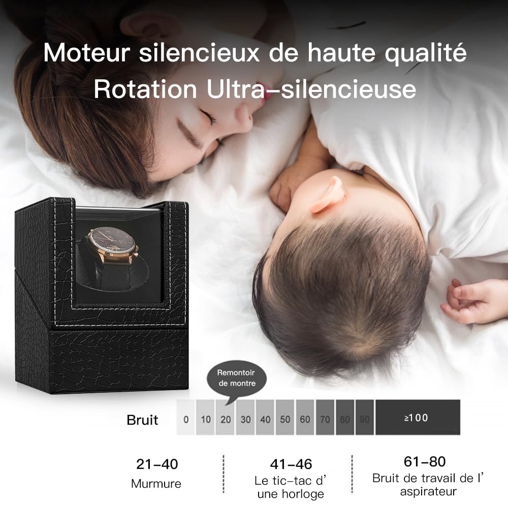 Remontoir de Montre Automatique, boîtier Automatique pour 1 ou 2 Montres, alimenté par Batterie ou Adaptateur Secteur