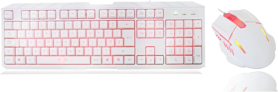 CiT Storm Backlit Keyboard and Mouse Kit with Red LED - White