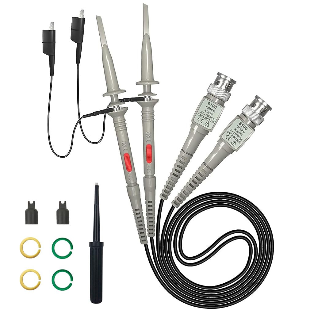 Serplex® P6100 Oscilloscope Clip Probes 100 MHz 600V DC High Sensitivity Oscilloscope Clip Probe 10: 1 and 1: 1 for DSO-TC2 / DSO-TC3 Oscilloscope Digital/Virtual/Handheld Oscilloscopes (2 Pack)-picture-16