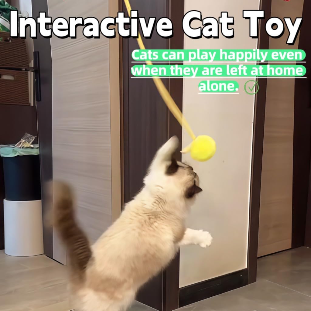 Giocattolo primaverile per gatti che saltano - Se i tuoi gatti amano i giocattoli con bacchetta, prova questo | Arricchimento interattivo da appendere e componenti aggiuntivi per mobili per