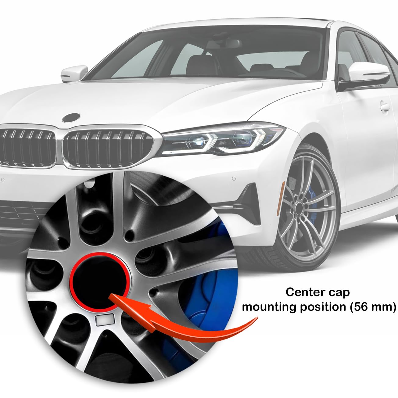 Nabendeckel 56mm, Radnabenkappen Geeignet für Leichtmetallfelgen mit Innendurchmesser 56 mm. Felgenkappen Nabenkappen Wheel Caps Radnabenabdeckung 4 Stück