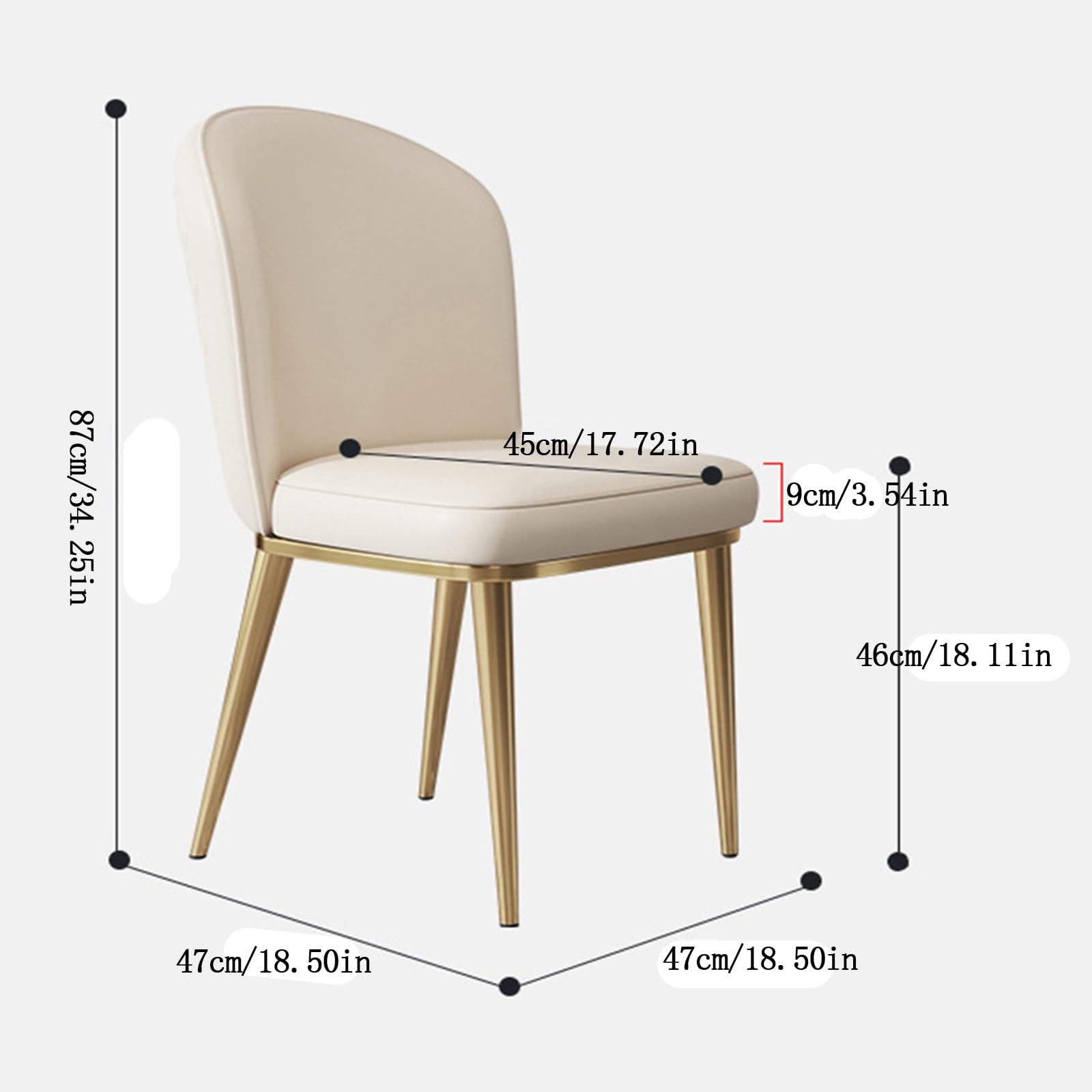 Sillas Cocina，Silla Nordica，Taburete Moderno y Sencillo con Respaldo for el hogar, interpretación práctica del Estilo de Vida del Lujo y el Encanto Modernos y Ligeros.(White)