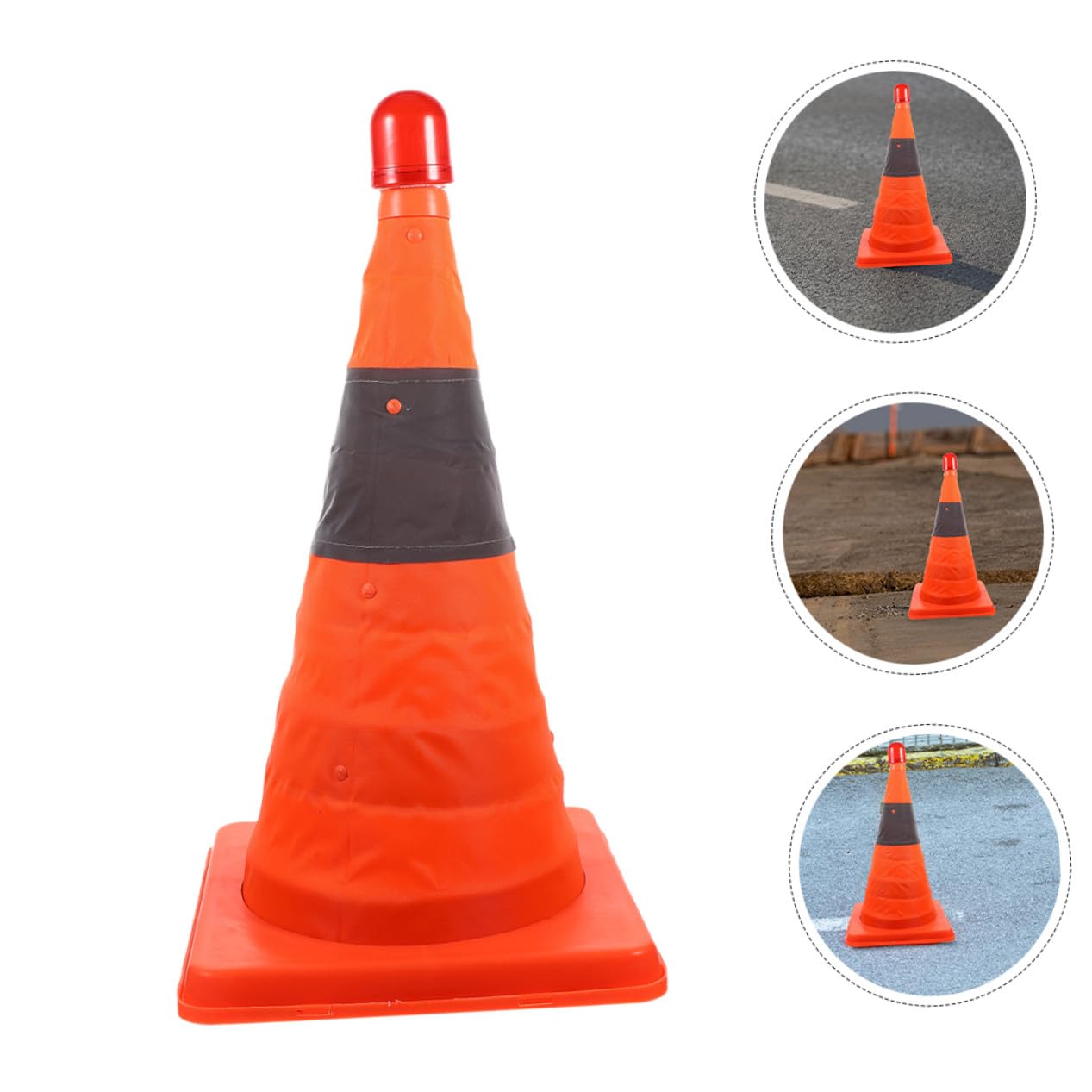 SEWACC Lot De 2 Cônes De d'urgence Pliables 45 Cm avec Éclairage LED, Colliers Réfléchissants Orange, Matériaux Solide Imperméables, Cônes De Sécurité Routière pour Chantier Et Stationnement
