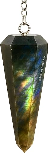 Increíble péndulo de cristal de piedras preciosas para la adivinación Collar de péndulo con cadena de chakras y bola de cristal para curación Reiki