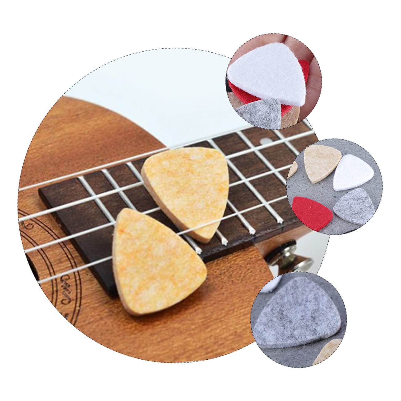 Toddmomy 20Pcs Mixed Colors Felt Ukulele Picks Heart Shape Plectrums for Guitar Comfortable and Durable for Beginners Lightweight Accessories for Bass and Ukulele Players