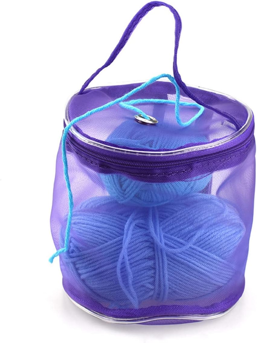 SEWACC 3pcs Yarn Storage Bag Purple Hooks Basket Mesh Knitting Holder Mesh Knitting Bag Round Yarn Balls Organizer Crochet s Sewing Storage Tote