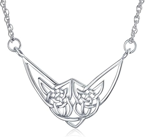 Collar con dije de plata esterlina 925 de plata esterlina 925 con nudo de amor irlandés de buena suerte, amistad, corazón, trinidad, irlandés,