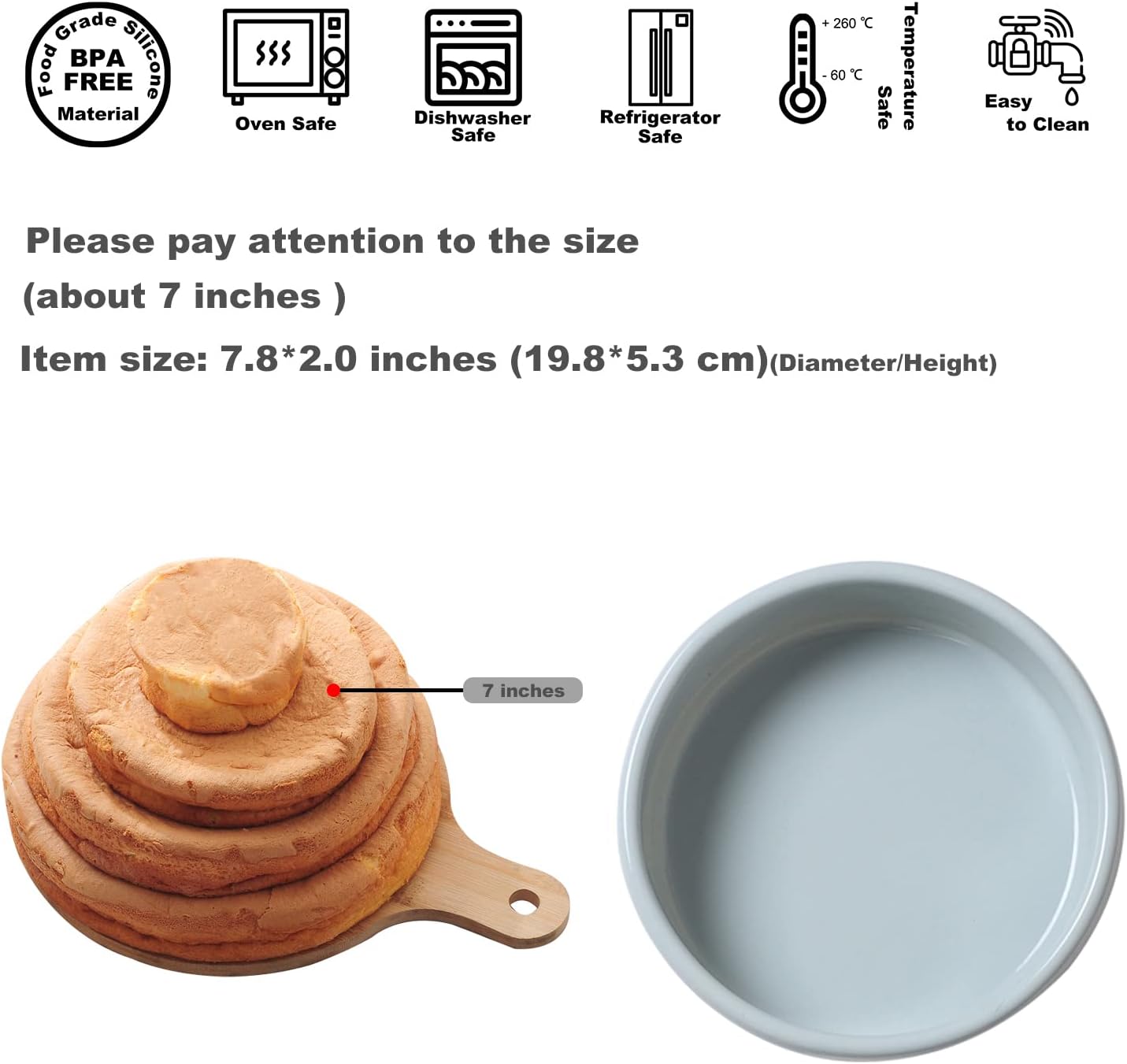 Silicone Muffin Pans Cupcake Set, 7 Inches Round Shaped Silicone Baking Pans Molds Nonstick Cupcake Liners Silicone Baking Cups (Pack of 4, Blue)