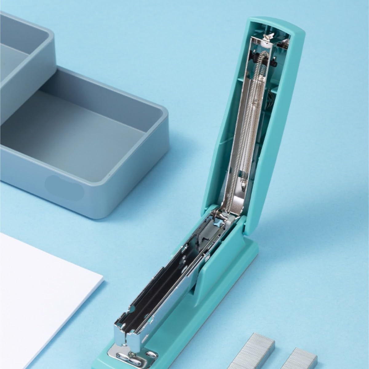 Hochleistungshefter, Manueller Hefter for zu Hause, mittelgroßer for den Schreibtisch im Büro, tragbarer Ordner, Büromaterial for die Schule(Grün)