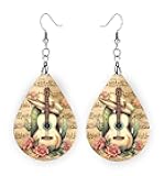 Guitar Earrings with Musical Notes (Cactus Guitar Music)