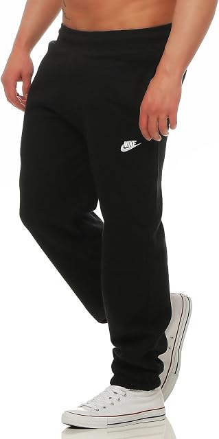 Nike Mens AW77 Cuffed Fleece Lined Joggers Track Sweat Pants (Black,Grey) - 586031 (Medium, Black)