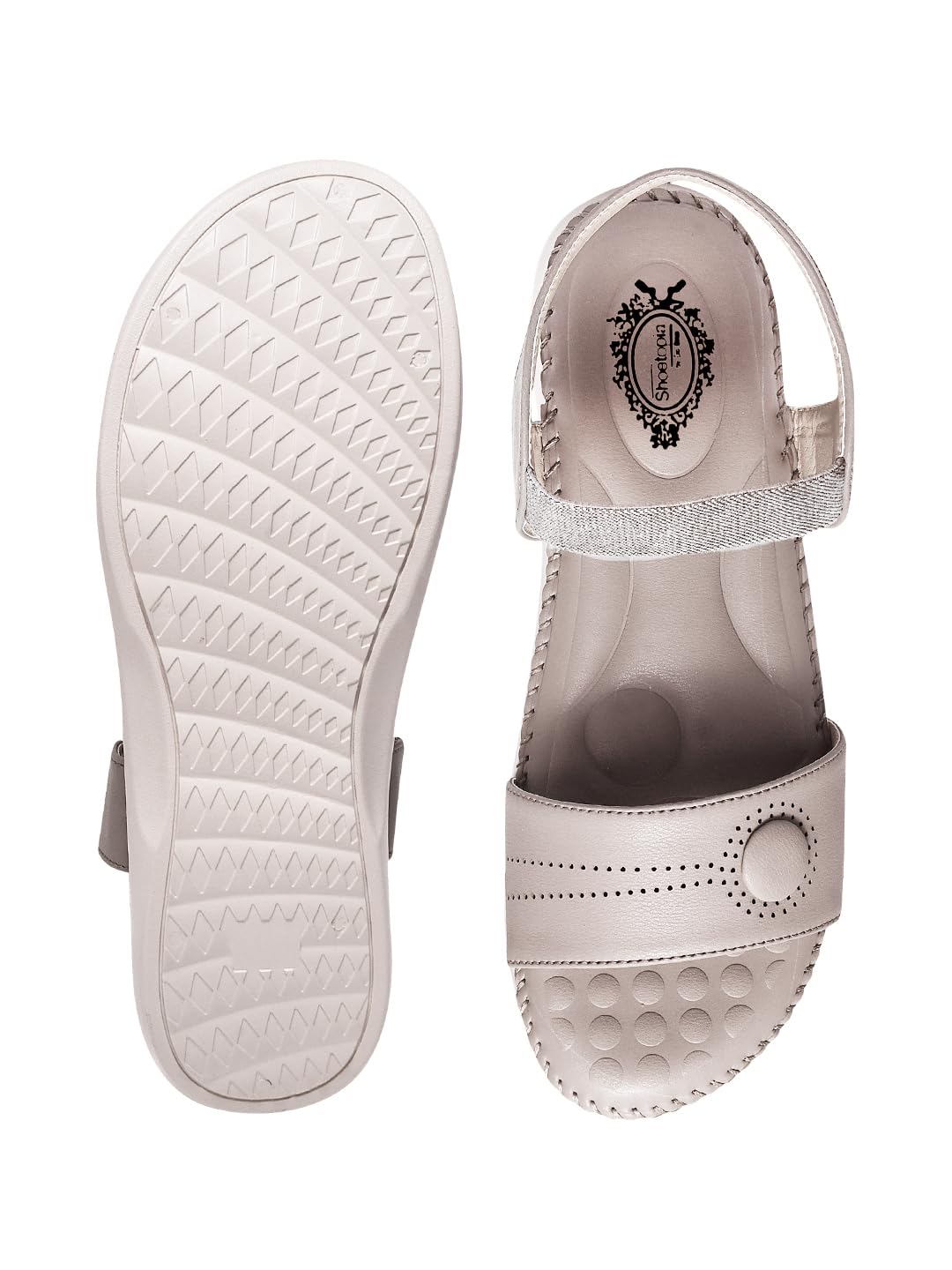 Shoetopia Sandały damskie na koturnie, Brązowy, 41 EU