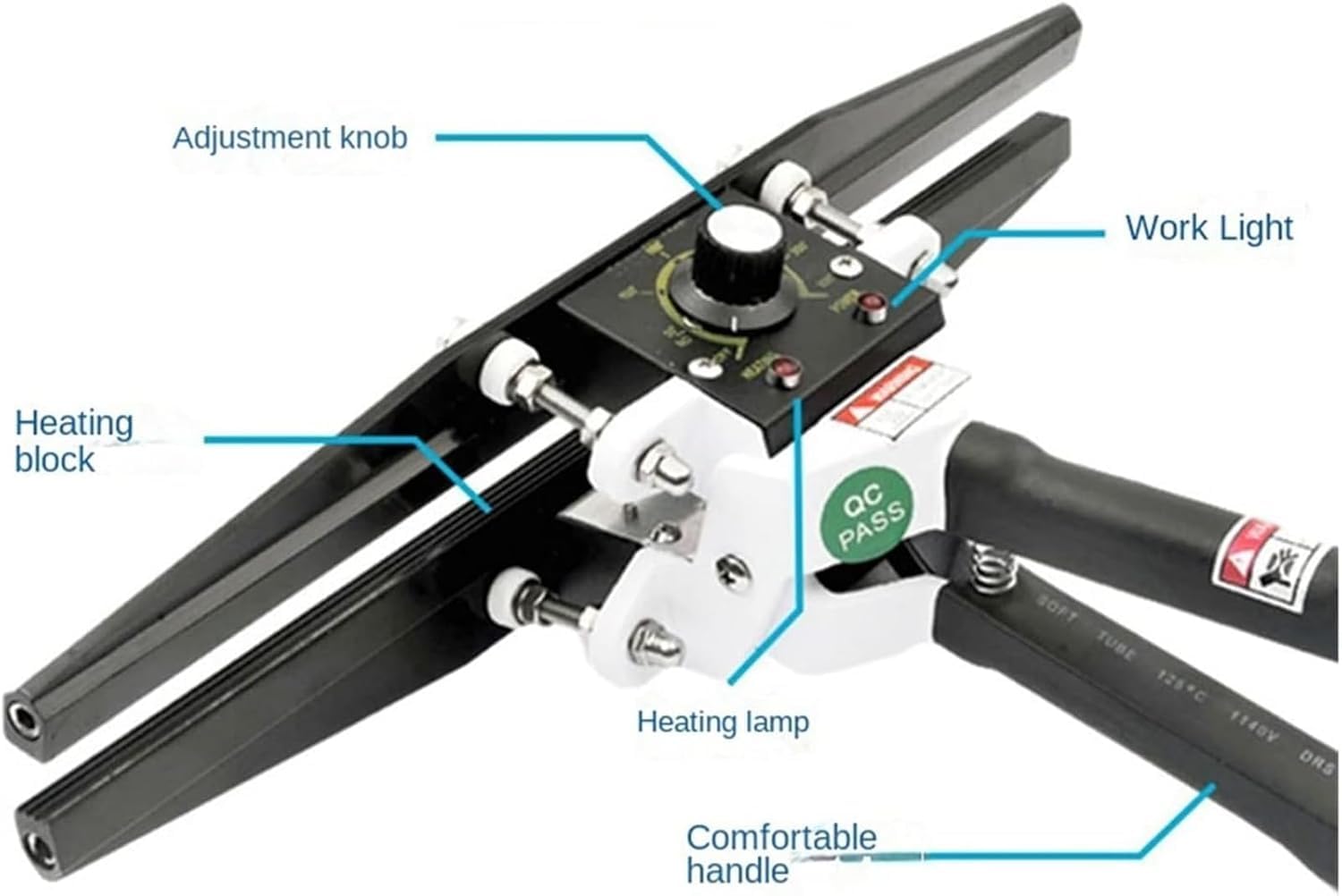 Pinza di tenuta portatile, sigillatrice compatta a crimpare a caldo, manico antiscivolo, riscaldamento uniforme per sacchetti in Mylar, lamina e cellophane, lunghezza di tenuta 200-600 mm