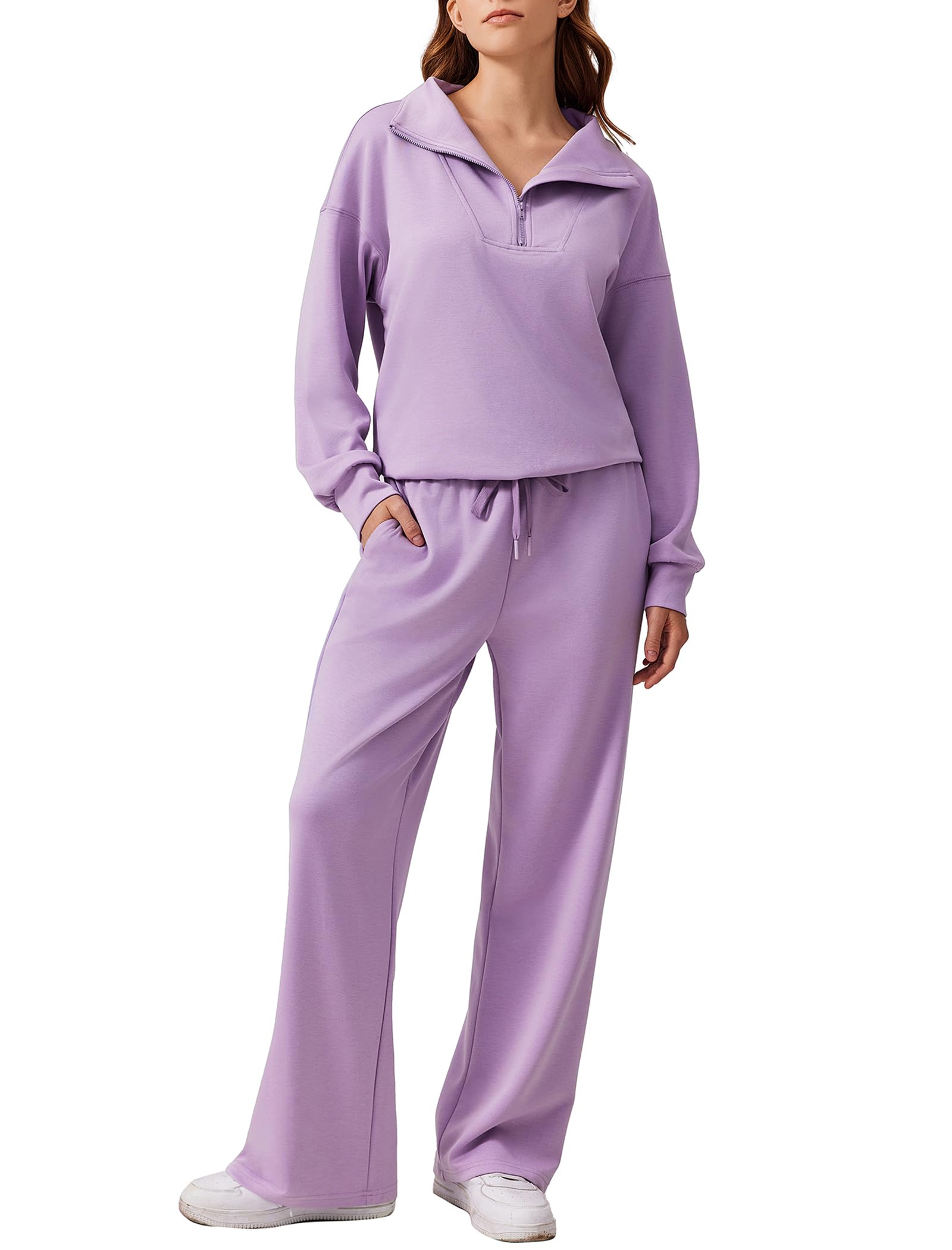 PINSPARK 2 Piece Sets for Women 2024 Fall Outfits Sweatsuit Oversized Sweatshirt Wide Leg Sweatpants Matching Set Tracksuit — view 20
