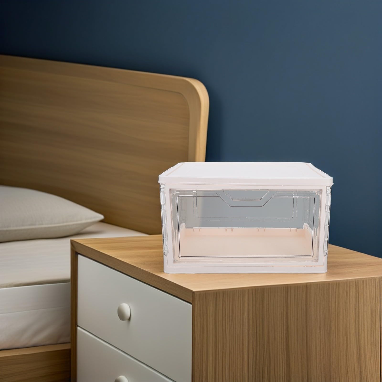 STOBAZA Transparente Stapelbare Kunststoffbox mit Magnetischer Tür und Deckel Stapelbarer Aufbewahrungsbehälter für Snacks und Medizin für Wohnzimmer und Arbeitszimmer