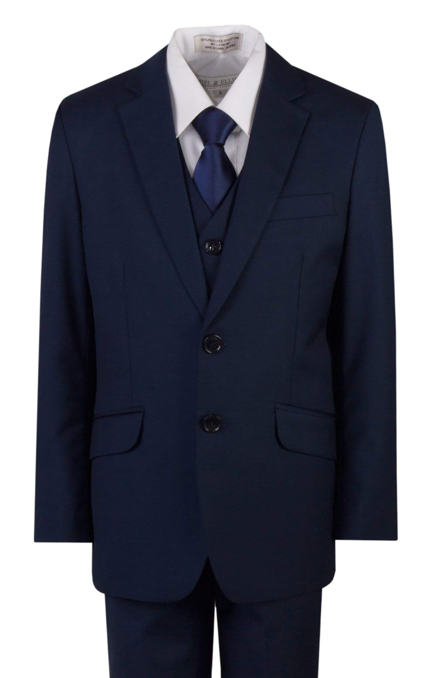 Tuxgear Baby-Boys Navy Blue Slim Fit Suit with Navy Blue Neck Tie, 2 Slim (2 Slim)