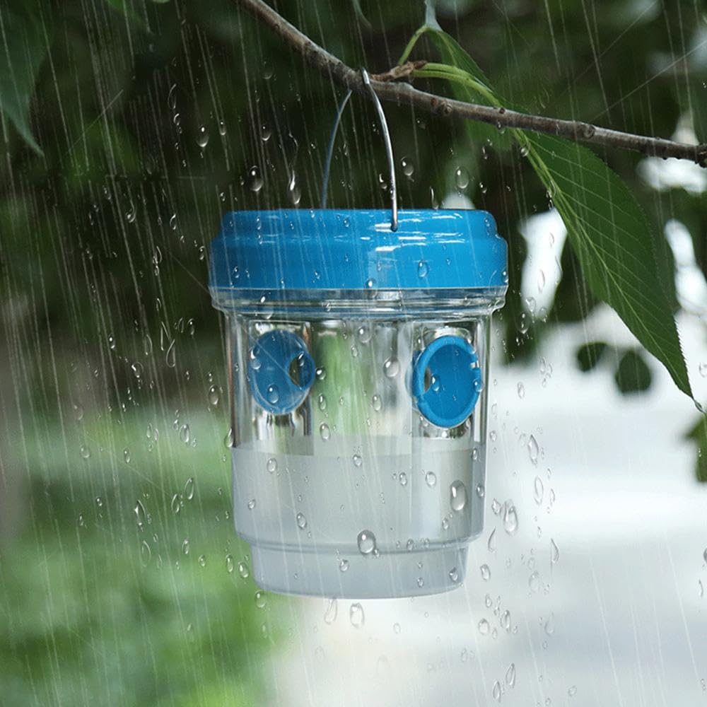 Wasp Traps Outdoor Hanging, Solar Bee Trap for Outside, Hornet Traps, Bee Wasp Catcher Outside Garden, Flying Insect Traps Reusable Yellow Jacket Hornet Catchers with LED Light