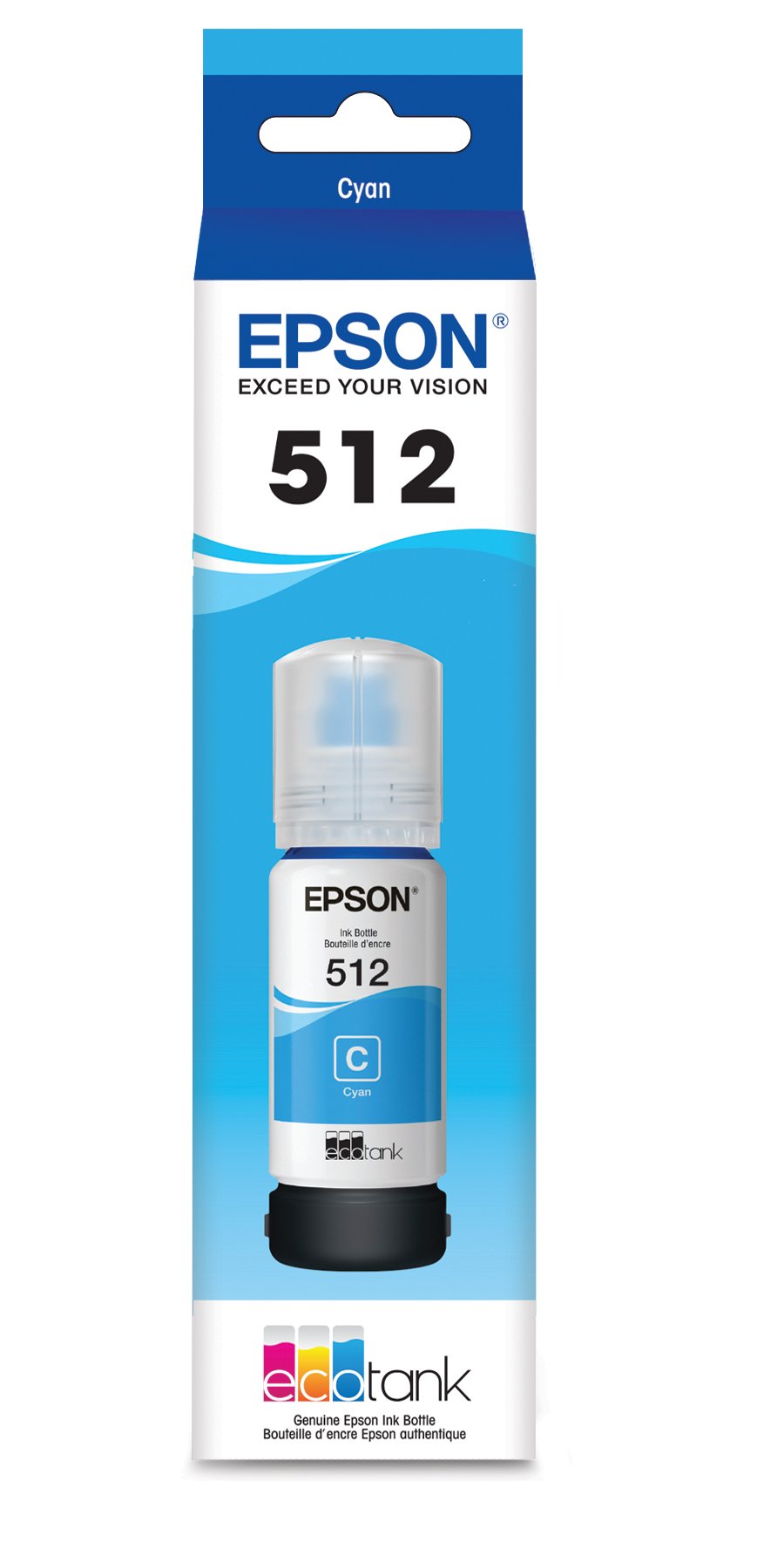 EPSON 512 EcoTank Ink Ultra-high Capacity Bottle Cyan (T512220-S) Works with ET-7700, 7750