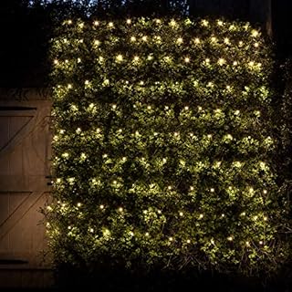 Lights4fun 140 Warm White LED Outdoor Green Cable Net Light 2 x 2m Plug-in with Timer