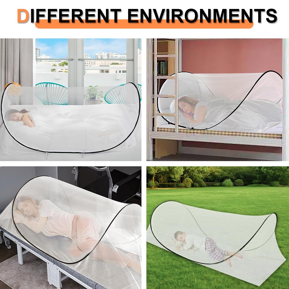 Zanzariera Pop Up 200 x 100 x 70 cm | Zanzariera pieghevole da viaggio | Tenda da campeggio portatile per zanzariera a 360° | Letto per famiglia per esterni e dormitorio