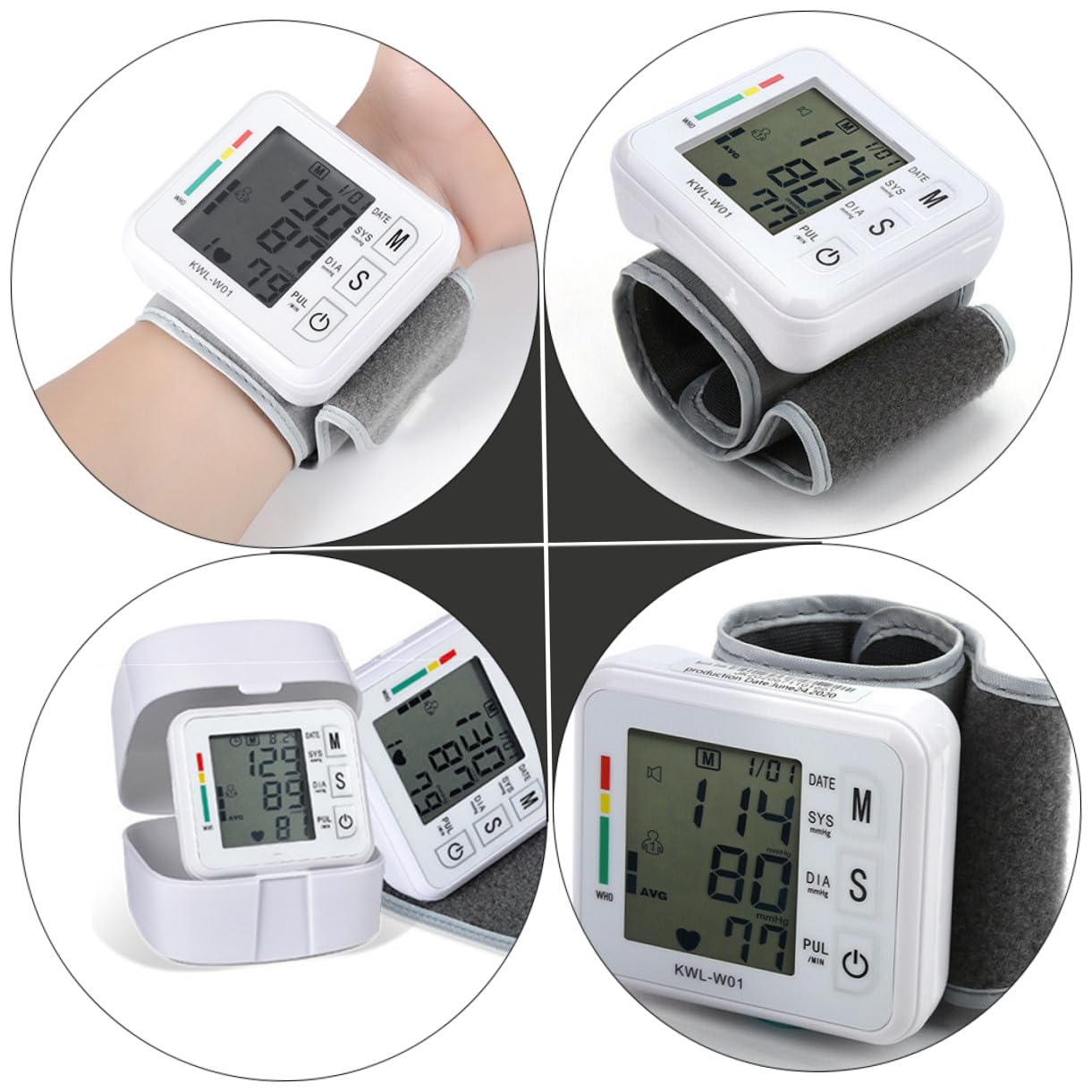 POPETPOP Pressione Automatica Uso Polso di da per Automatico e Misuratore in Compressione Modalità Sonno Abs Domestico per Adulti e Anziani
