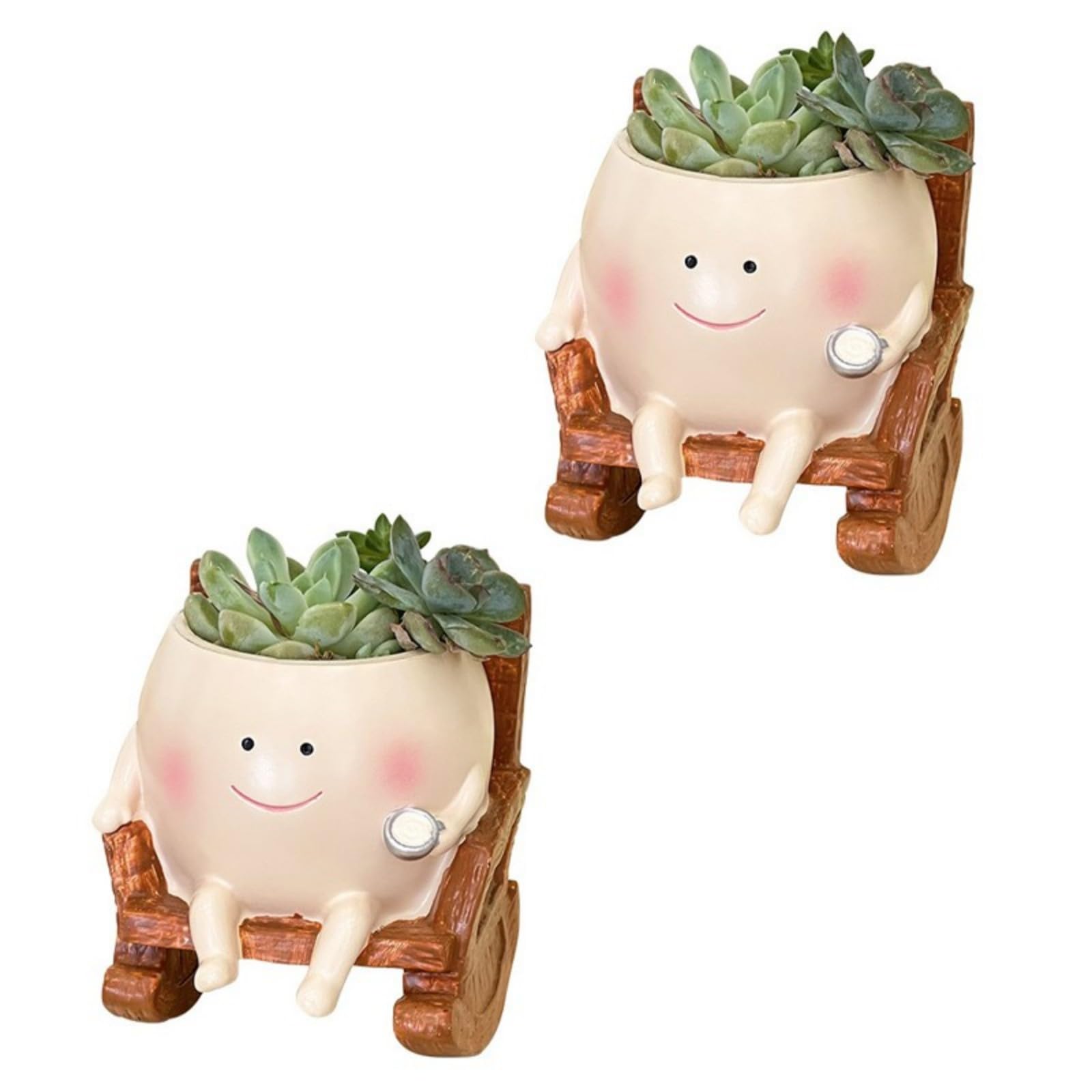 Kaeltsyn Rocking Chair Plant Container Flowerpot Garden Container Resin Fleshy Plant Planter Holder for Home Desk Small Ornament Space Saving Resin Planter