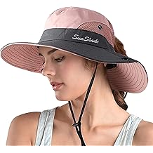 Sombrero de sol Safari de cola de caballo para mujer, Sombrero de cubo de exterior de protecci&oacute;n ultravioleta para ala ancha, Sombrero de pesca de verano de playa plegable