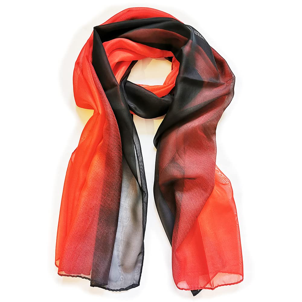 Gifts UK® 160 50cm Rainbow Colour Print X080 Fashion Ladies Scarves Chiffon Scarf Womens Shawls Black and Wine Red