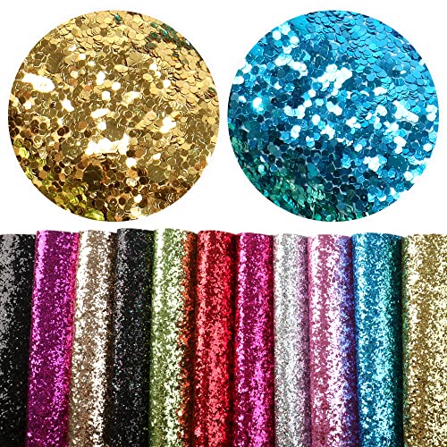 David accessories Glitter Sequins Fabric Faux Leather Sheets Synthetic Leather Fabric 11 Pcs 7.7