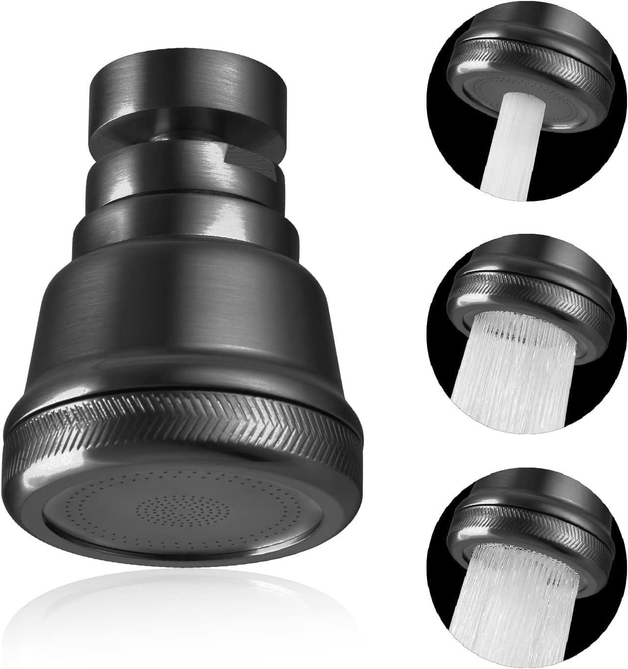 Kitchen Faucet Head 360° Rotatable Soild Brass Faucet Sprayer Head Replacement 3 Modes Anti-Splashing and Water-saving Faucet Sprayer Head for Kitchen and Bathroom(Rose gold)