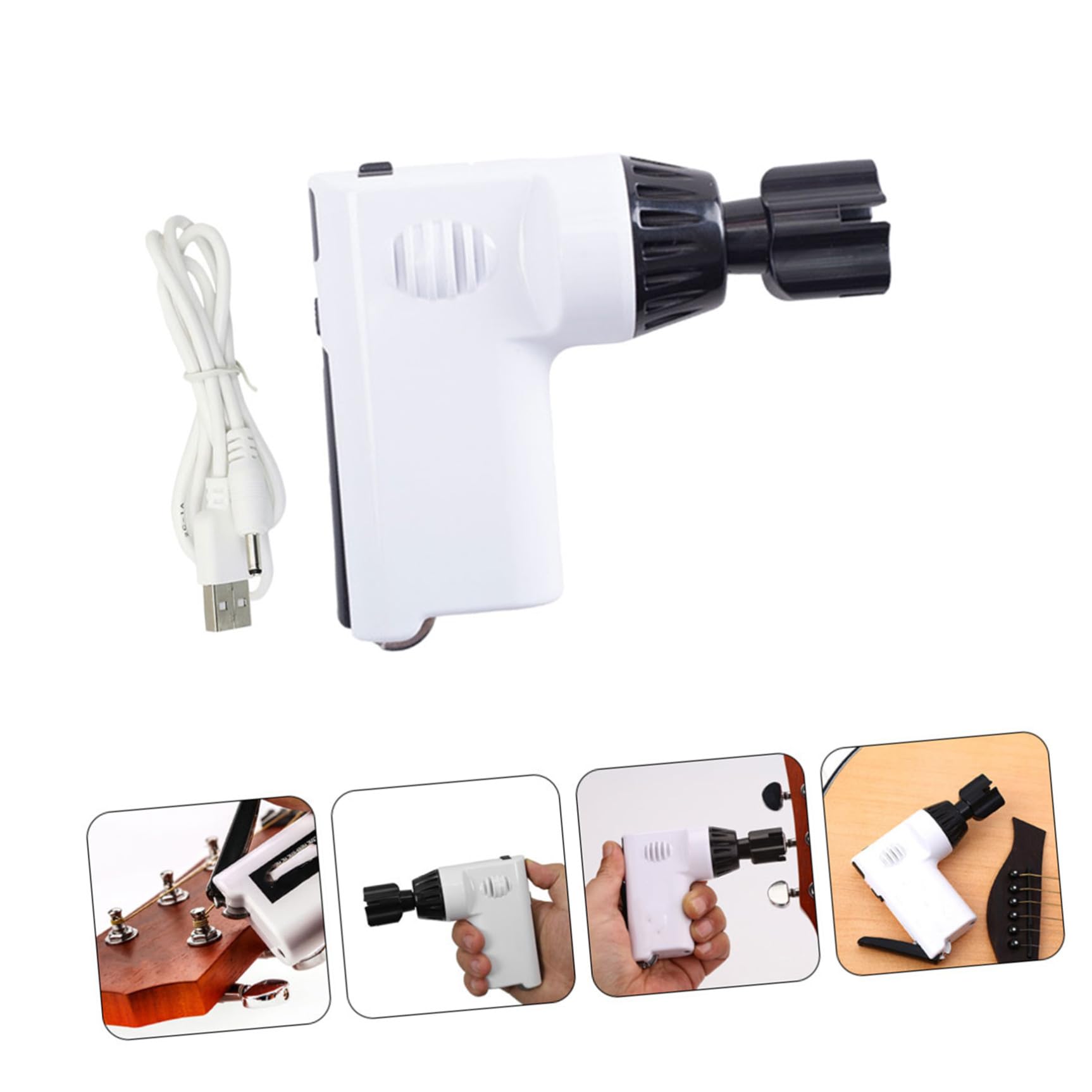 Avvolgicorde Elettrico Multifunzione per Chitarra Bianco Abs | Chitarra Folk e Classica, Accessorio per Avvolgimento Corde, Strumento di Riparazione