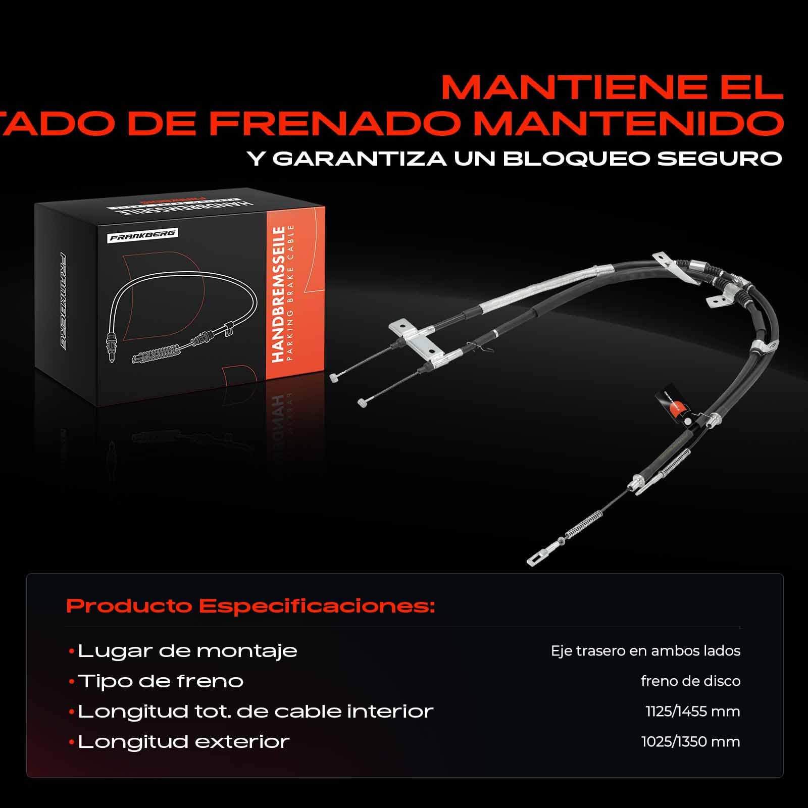 Frankberg Cable del freno de mano Trasera Compatible con Rexton/Rexton II GAB 2.7 XDi 2.7 D 4x4 2.7 XDi 4x4 2.9 TD 2.3 RX230 4x4 3.2 RX320 4x4 2002-2025 Replace# K17448,4901008101