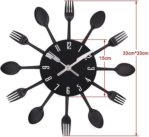 Miniatura 4 de Reloj de pared creativo con cuchillo de tenedor, cubertería de cocina, novedoso reloj colgante decorativo, cuchara de acero inoxidable, reloj