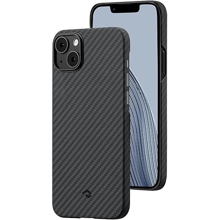 「PITAKA」 iPhone14 Plus ケース MagEZ Case 3 1500Dアラミド繊維製 超極薄・超軽量 マグネット内蔵 高級なカーボン風 MagSafe ワイヤレス充電対応 超薄 耐衝撃 MagSafe対応 ミニマリスト シンプル デザイン(1500D 黒/グレーツイル柄)