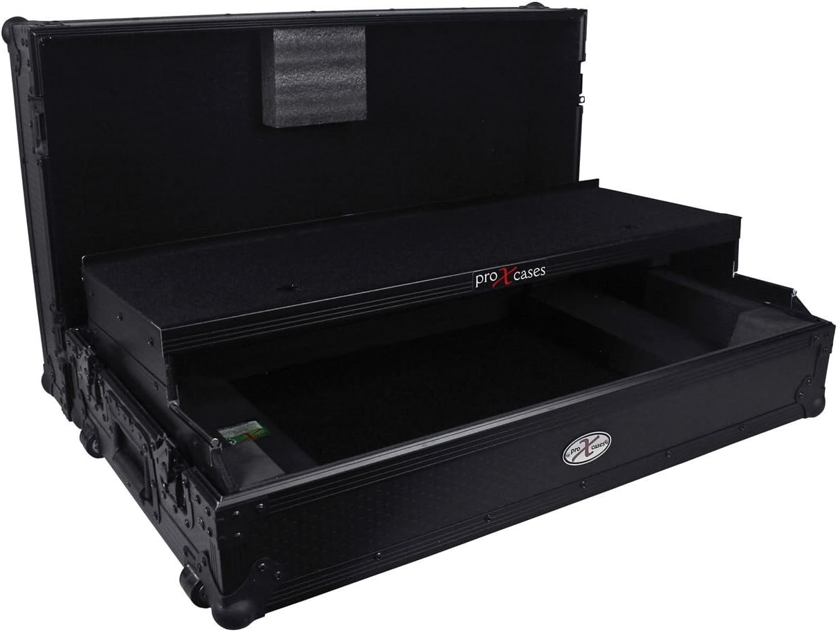 ProX XS-NS7IIWLTBL All Black DJ Travel Flight Case For Numark NS7II NS7 II