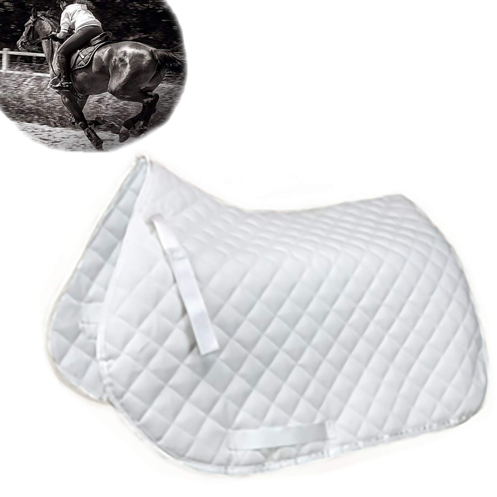 Almohadillas para Silla de Caballo para Saltar y Andar Todos los días Transpirable con cualidades absorbentes del Sudor Algodón Acolchado para Silla de Montar Cómoda Almohadilla,Blanco