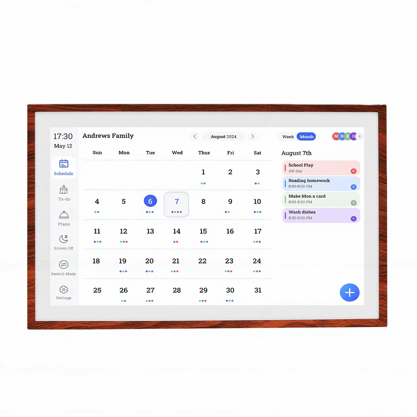 Jectse Calendario Digital de 15,6 Pulgadas, Planificador Familiar Inteligente con Pantalla Táctil con Control de Aplicaciones, Calendario Electrónico Montable en Pared o Escritorio para (Enchufe de