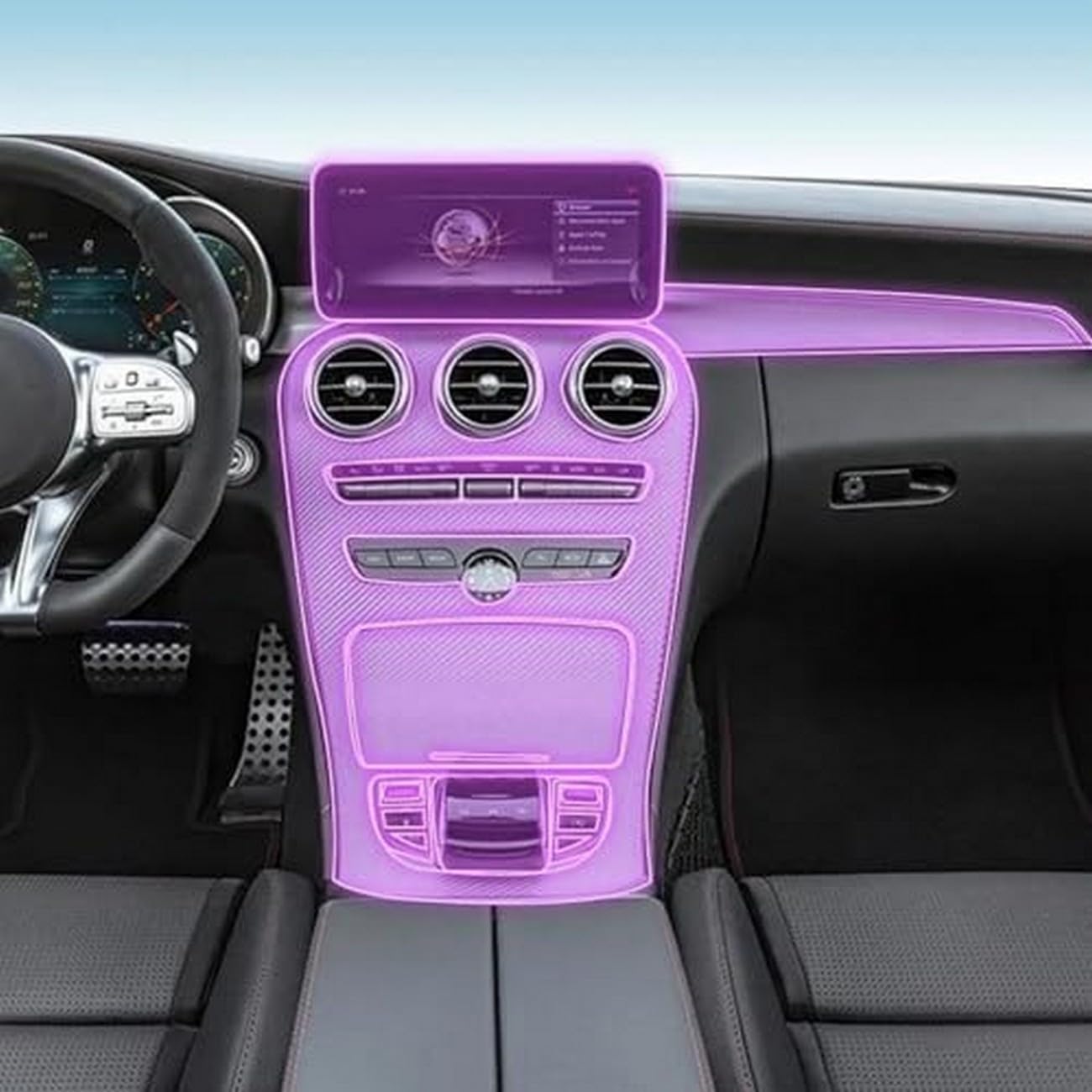 Protector de TPU para consola central de Mercedes Clase C AMG 19-22 3